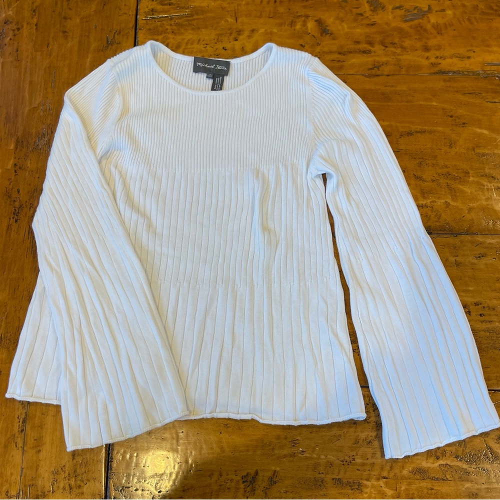 Michael Stars Cream Ribbed Long Sleeve Top